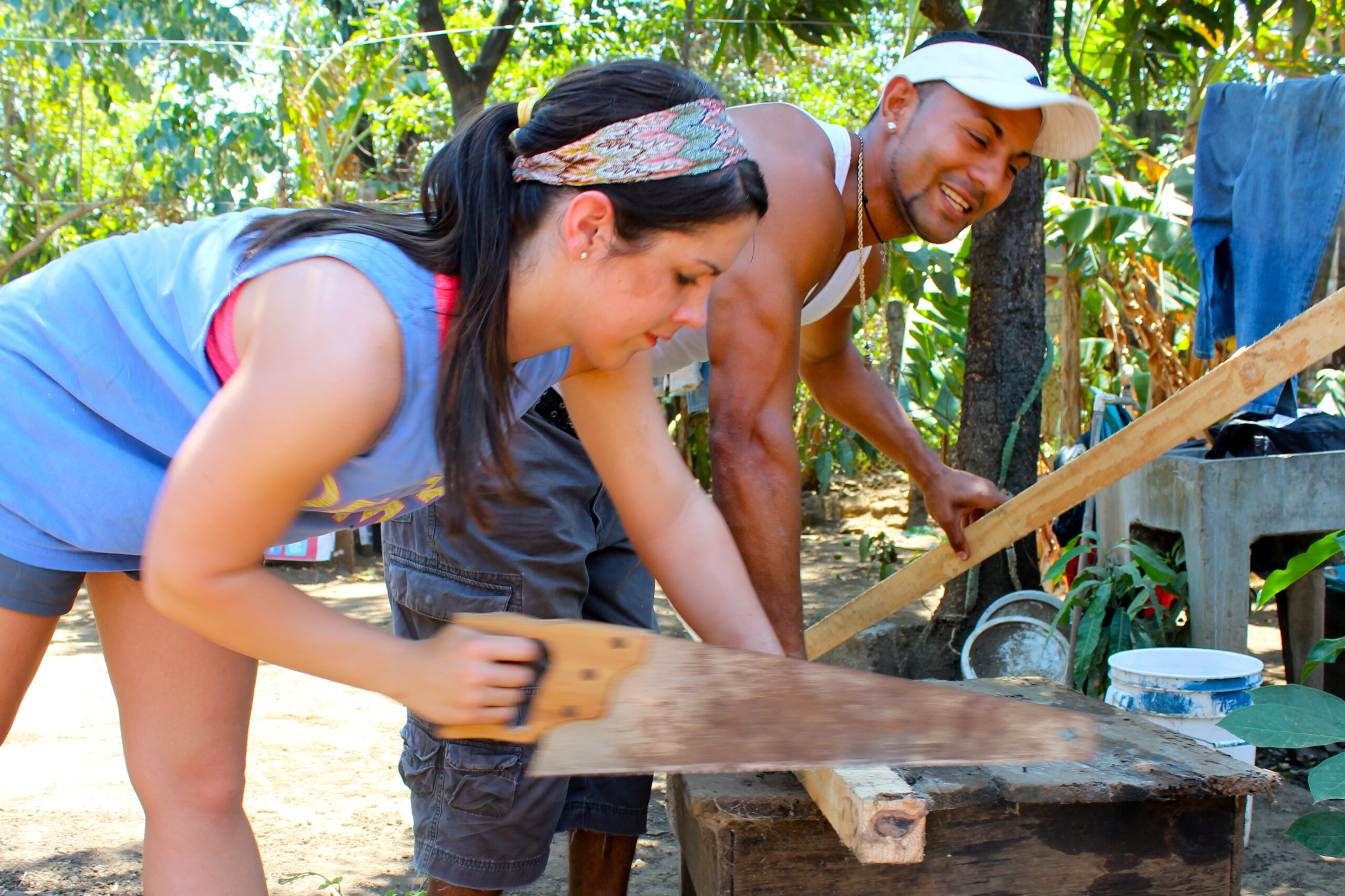 missionaries doing carpentry work